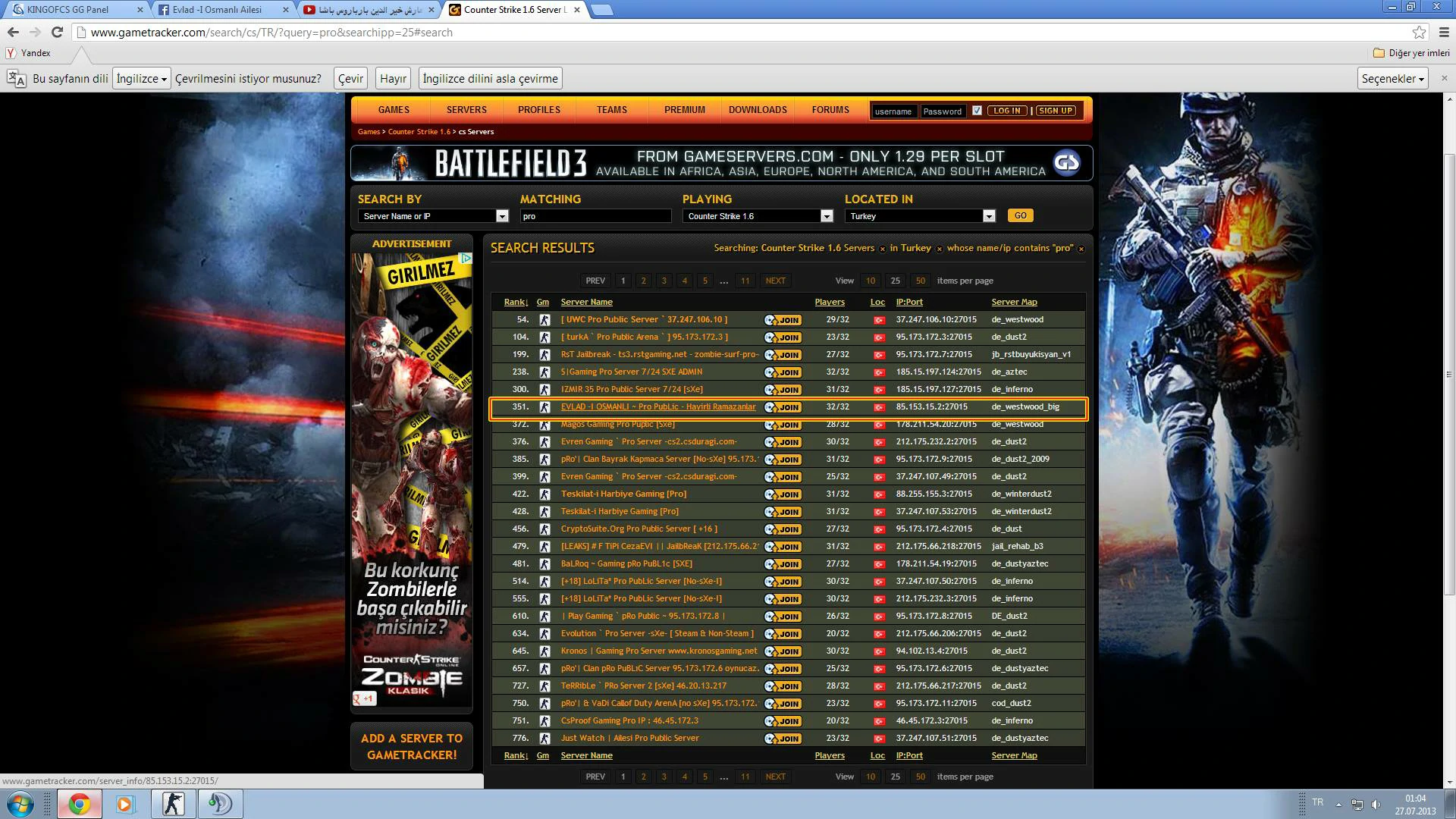 GameTracker Sıralaması